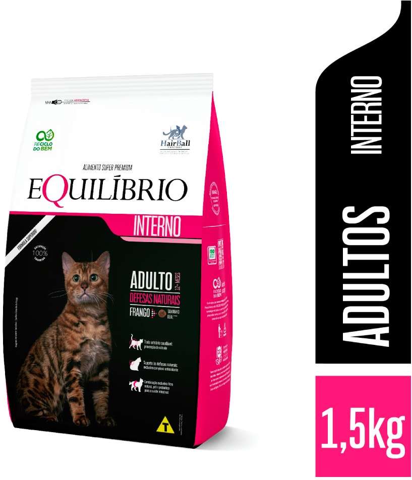 Ração Seca Equilíbrio Frango para Gatos Adultos - 1,5Kg