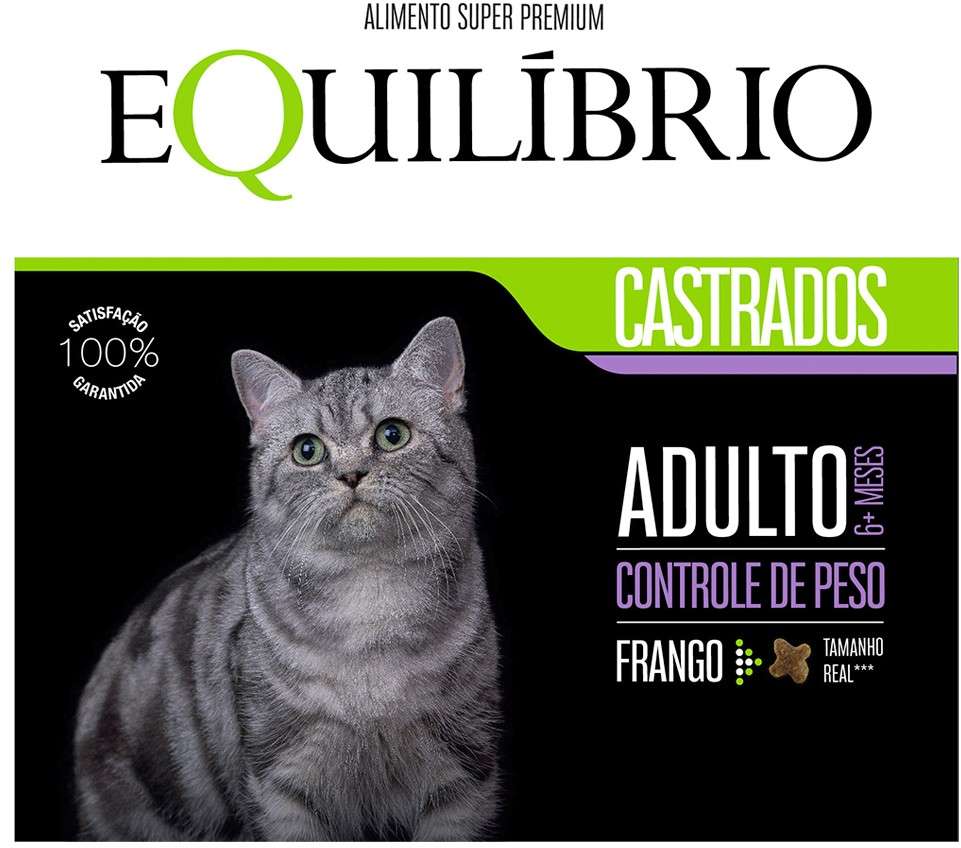 Ração Seca Equilíbrio Frango para Gatos Castrados - 1,5Kg
