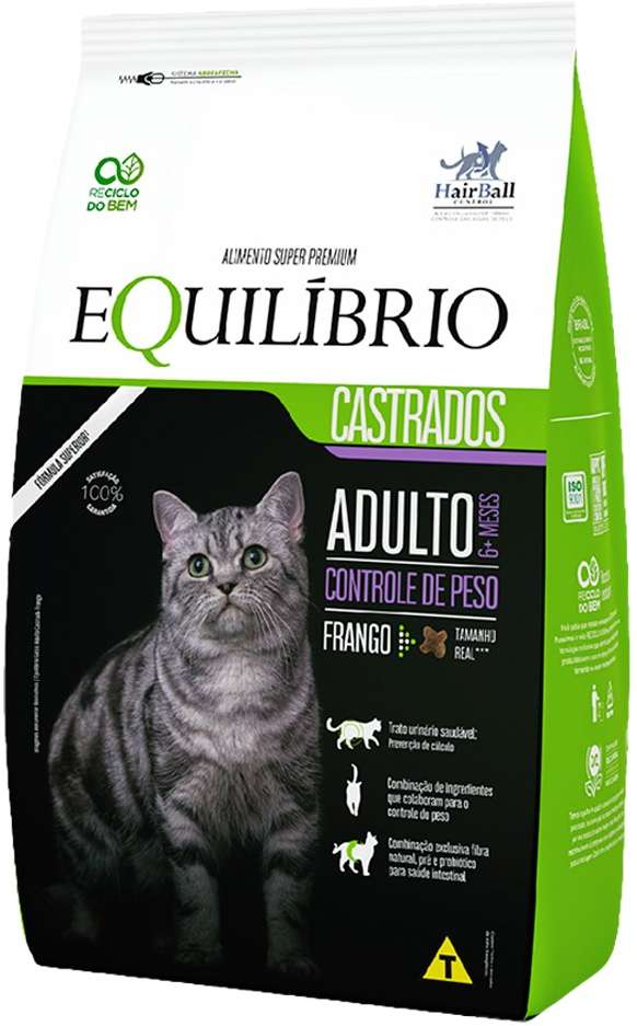 Ração Seca Equilíbrio Frango para Gatos Castrados - 1,5Kg
