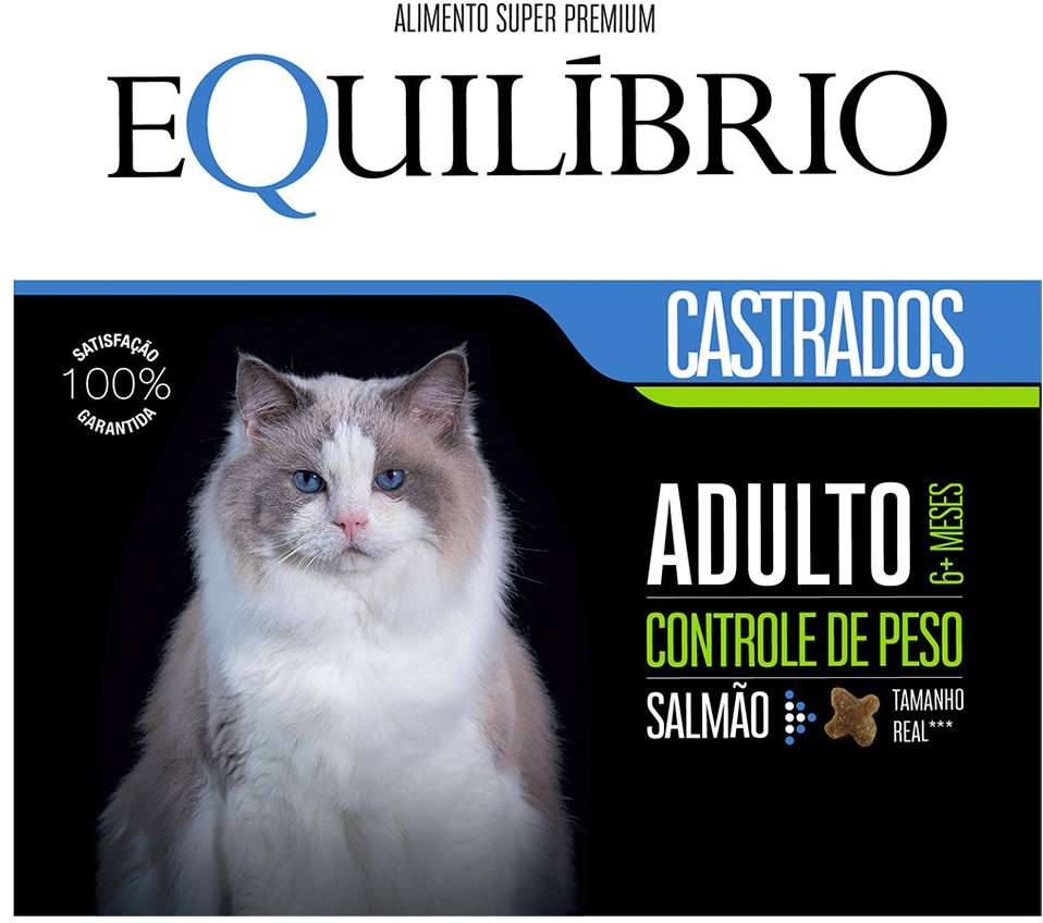 Kit Ração Seca Equilíbrio Salmão para Gatos Castrados - 15Kg