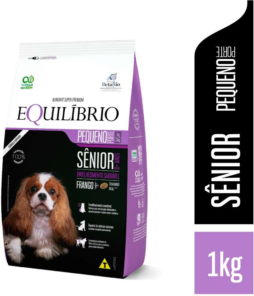 Ração Seca Equilíbrio Sênior Frango para Cães Idosos de Porte Pequeno - 1Kg