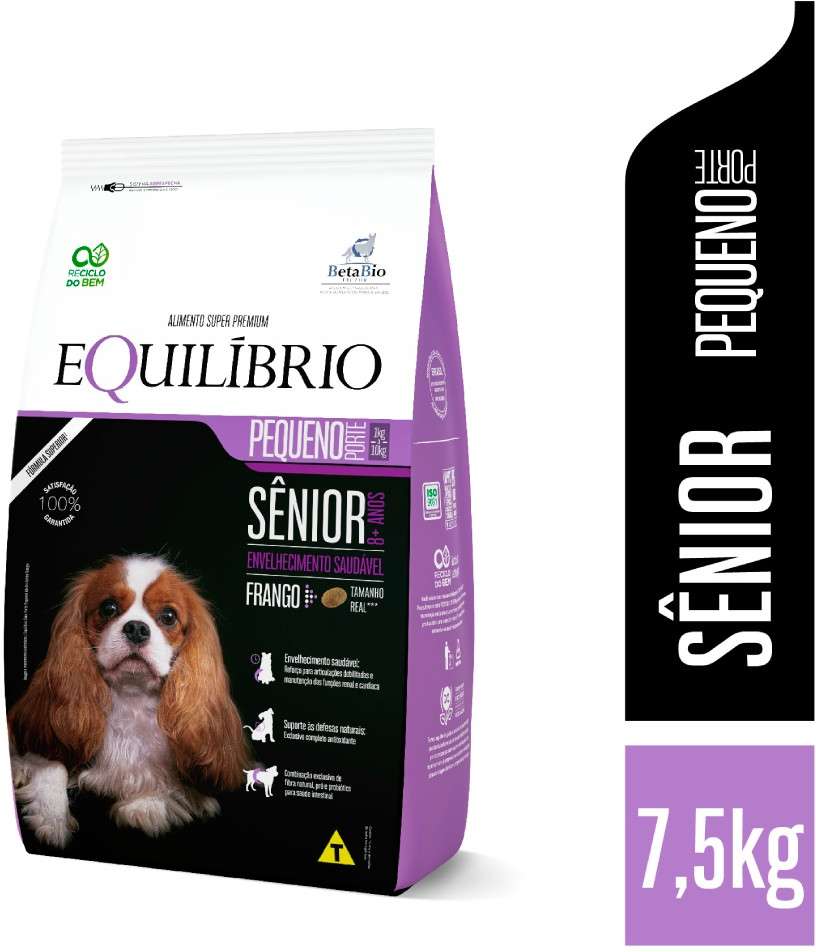 Ração Seca Equilíbrio Sênior Frango para Cães Idosos de Porte Pequeno - 7,5Kg