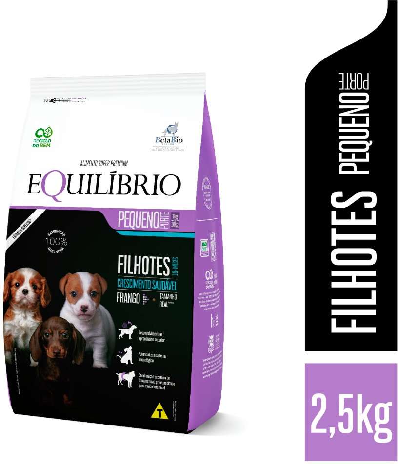 Ração Seca Equilíbrio Frango para Cães Filhotes de Porte Pequeno - 2,5Kg