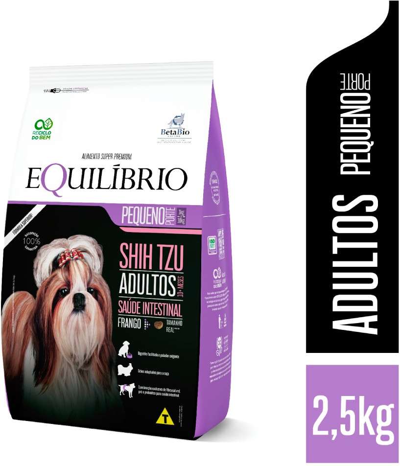 Ração Seca Equilíbrio Shih Tzu Frango para Cães Adultos de Porte Pequeno - 2,5Kg