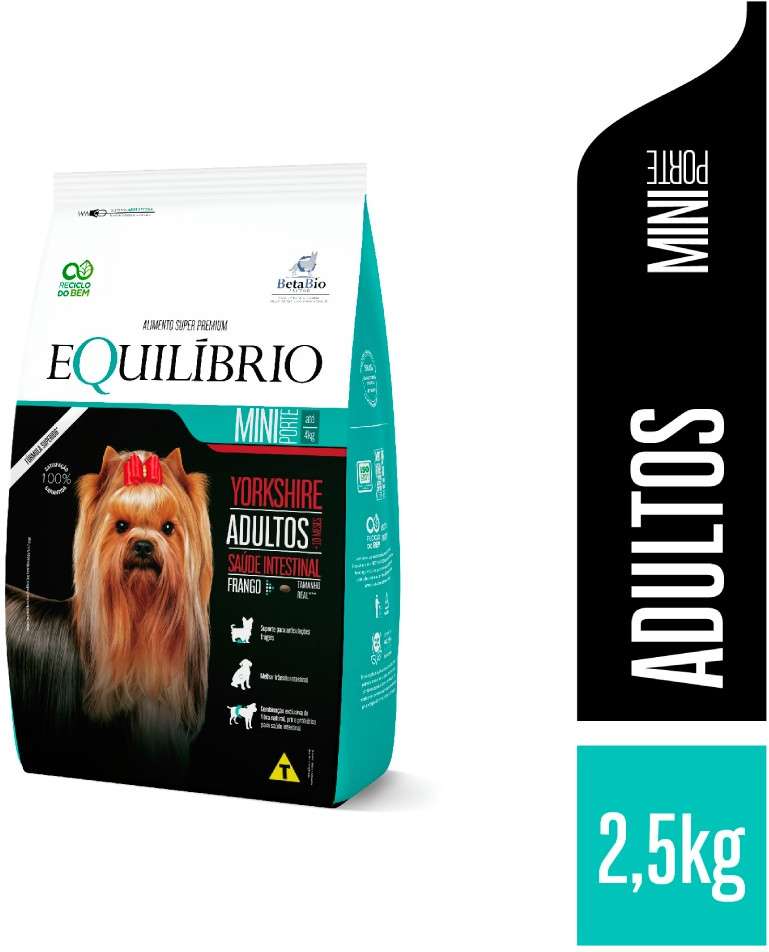 Ração Seca Equilíbrio Yorkshire Frango para Cães Adultos de Porte Mini - 2,5Kg