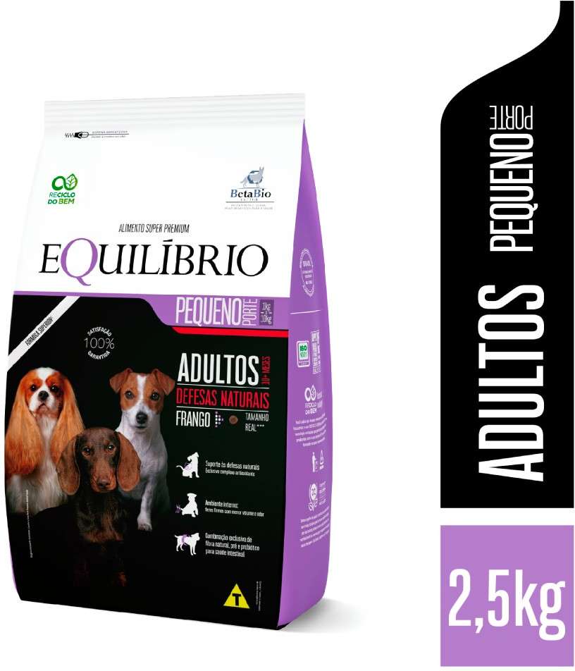 Ração Seca Equilíbrio Frango para Cães Adultos de Porte Pequeno - 2,5Kg