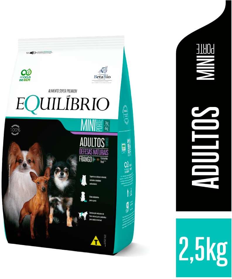 Ração Seca Equilíbrio Frango para Cães Adultos de Porte Mini - 2,5Kg