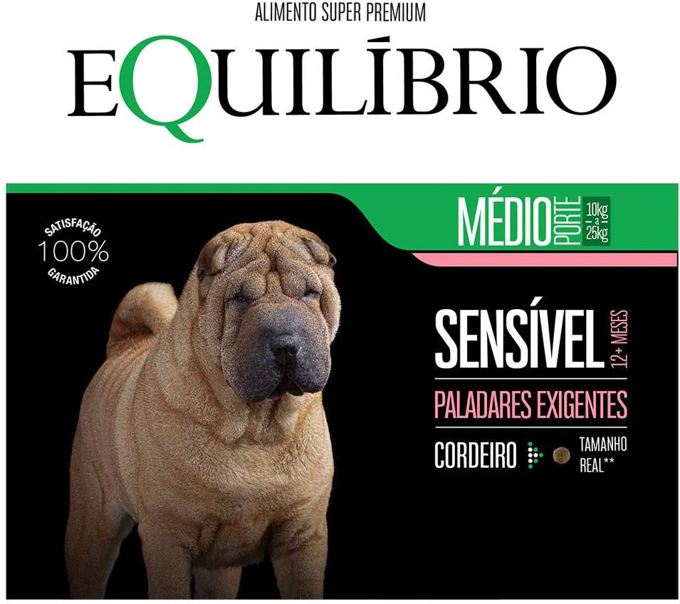 Ração Seca Equilíbrio Sensível Cordeiro para Cães Adultos de Porte Médio - 2,5Kg