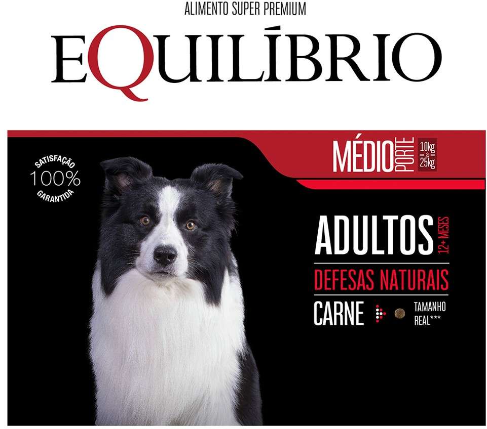 Kit Ração Seca Equilíbrio Carne para Cães Adultos de Porte Médio - 24Kg