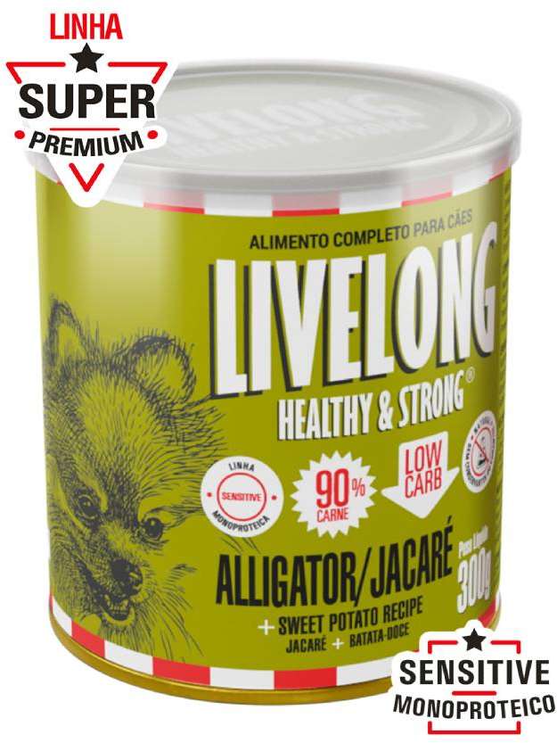 Alimento Natural Livelong Jacaré para Cães - 300 g