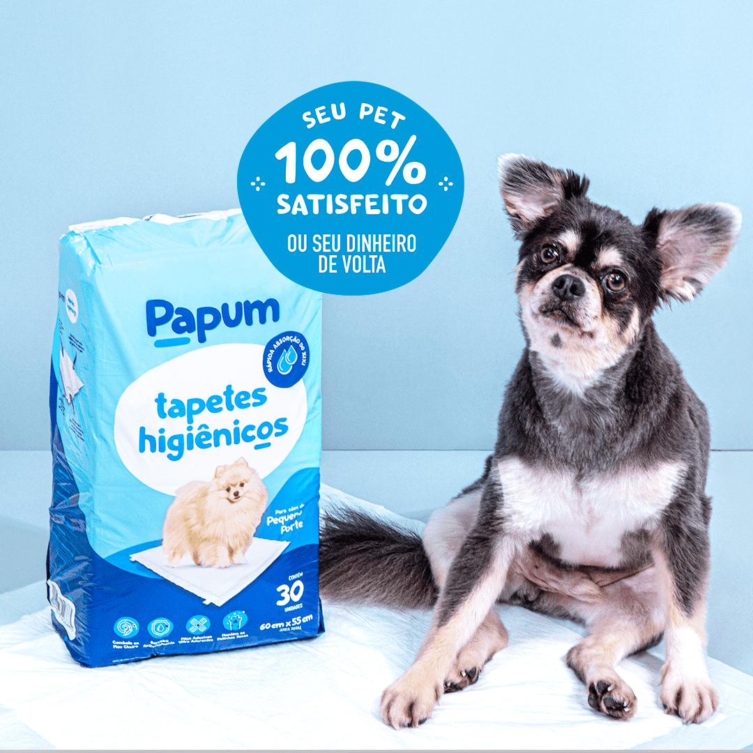 Tapete Higiênico Papum 60x55cm para Cães de Pequeno Porte - 50 Unidades