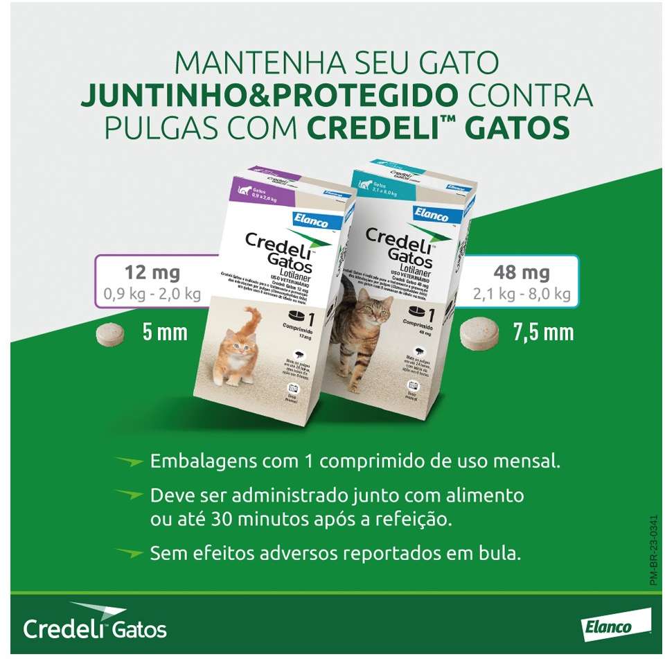 Antipulgas Credeli 48 mg para Gatos de 2,1 a 8Kg - 1 Comprimido