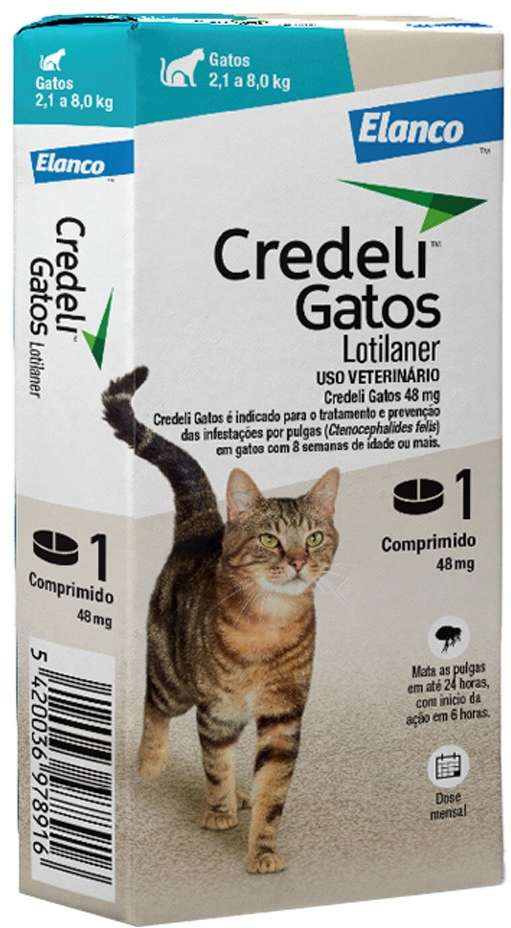 Antipulgas Credeli 48 mg para Gatos de 2,1 a 8Kg - 1 Comprimido