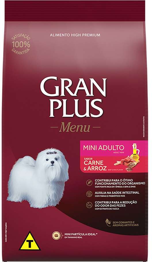 Ração GranPlus Menu Carne e Arroz para Cães Adultos Mini - 15Kg