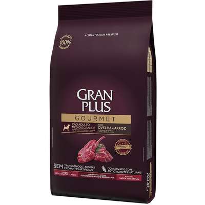 Ração Seca GranPlus Gourmet Ovelha & Arroz para Cães Adultos Raças Médias e Grandes