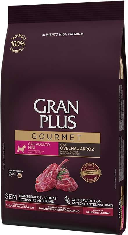 Ração Seca GranPlus Gourmet Ovelha & Arroz para Cães Adultos Raças Mini - 15Kg