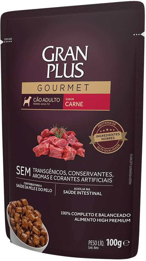 Ração Úmida GranPlus Sachê Gourmet Carne para Cães Adultos - 100 g