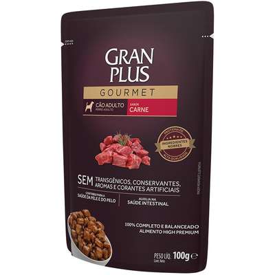 Ração Úmida GranPlus Sachê Gourmet Carne para Cães Adultos