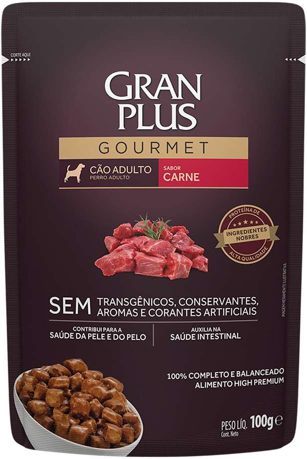 Ração Úmida GranPlus Sachê Gourmet Carne para Cães Adultos - 100 g