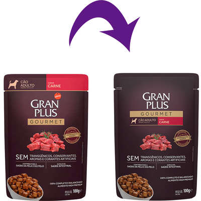 Ração Úmida GranPlus Sachê Gourmet Carne para Cães Adultos