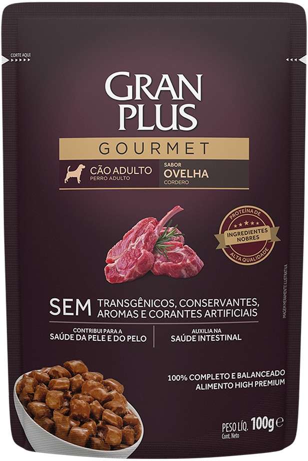 Ração Úmida GranPlus Gourmet Sachê Ovelha para Cães Adultos - 100 g