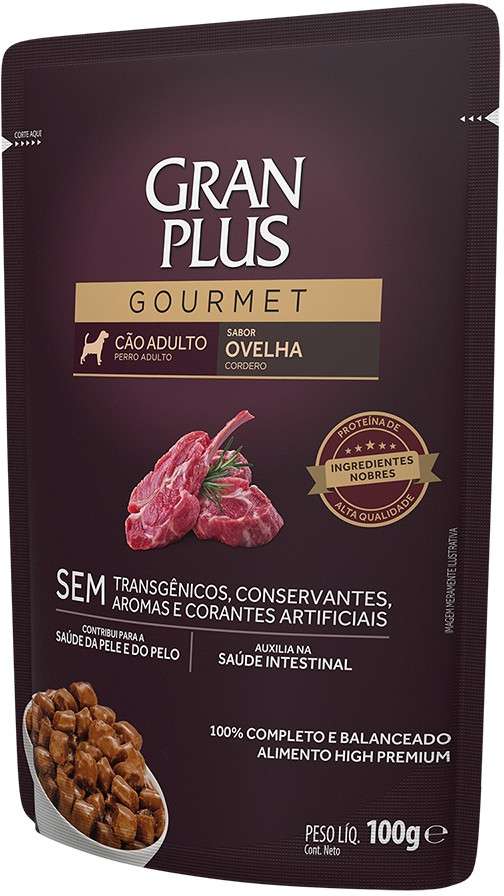 Ração Úmida GranPlus Gourmet Sachê Ovelha para Cães Adultos - 100 g
