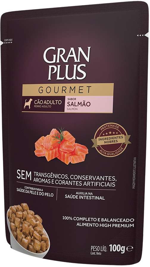 Ração Úmida GranPlus Sachê Gourmet Salmão para Cães Adultos - 100 g