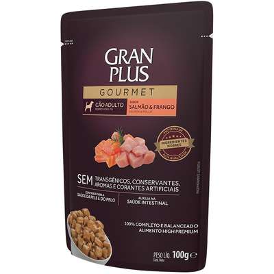 Ração Úmida GranPlus Gourmet Sachê Salmão & Frango para Cães Adultos