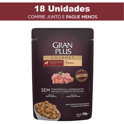 Ração Úmida GranPlus Sachê Gourmet Frango para Cães Filhotes