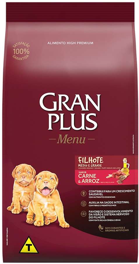 Ração GranPlus Menu Carne e Arroz para Cães Filhotes - 15Kg