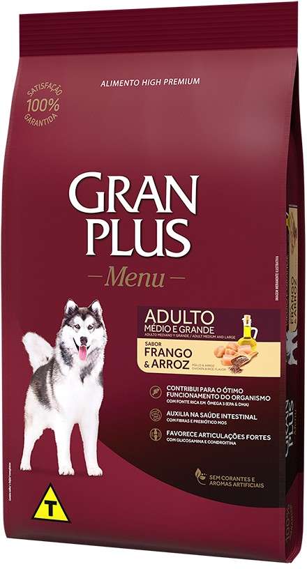 Ração GranPlus Frango e Arroz para Cães Adultos - 20Kg