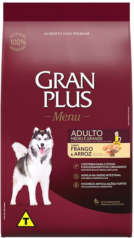 Ração GranPlus Frango e Arroz para Cães Adultos - 20Kg