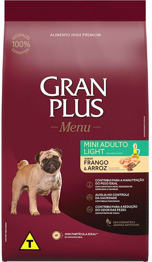 Ração GlanPlus Menu Light Frango e Arroz para Cães Adultos Mini - 10,1Kg
