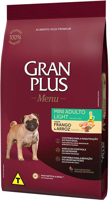 Ração GlanPlus Menu Light Frango e Arroz para Cães Adultos Mini - 10,1Kg
