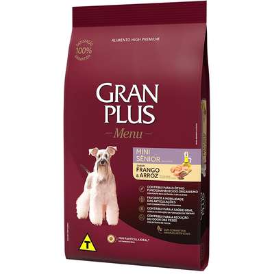 Ração GranPlus Menu Frango e Arroz para Cães Sênior Mini e Pequenas