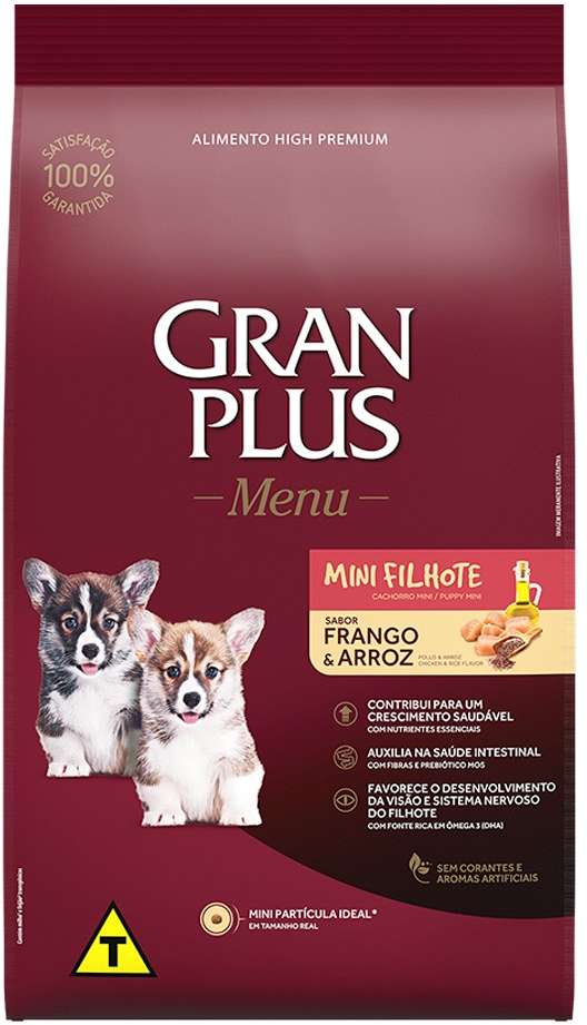 Ração GranPlus Menu Raças Pequenas Frango e Arroz para Cães Filhotes - 10,1Kg