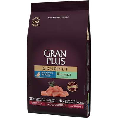 Ração Seca GranPlus Gourmet Peru & Arroz para Gatos Castrados