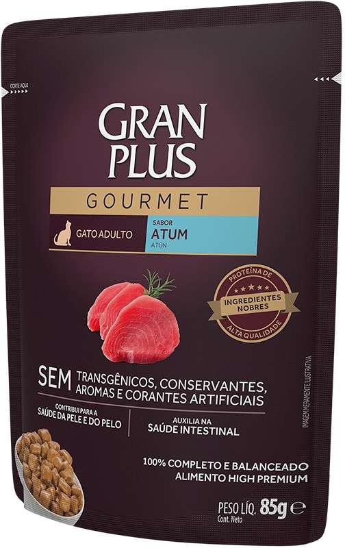 Ração Úmida GranPlus Sachê Atum para Gatos Adultos - 85 g