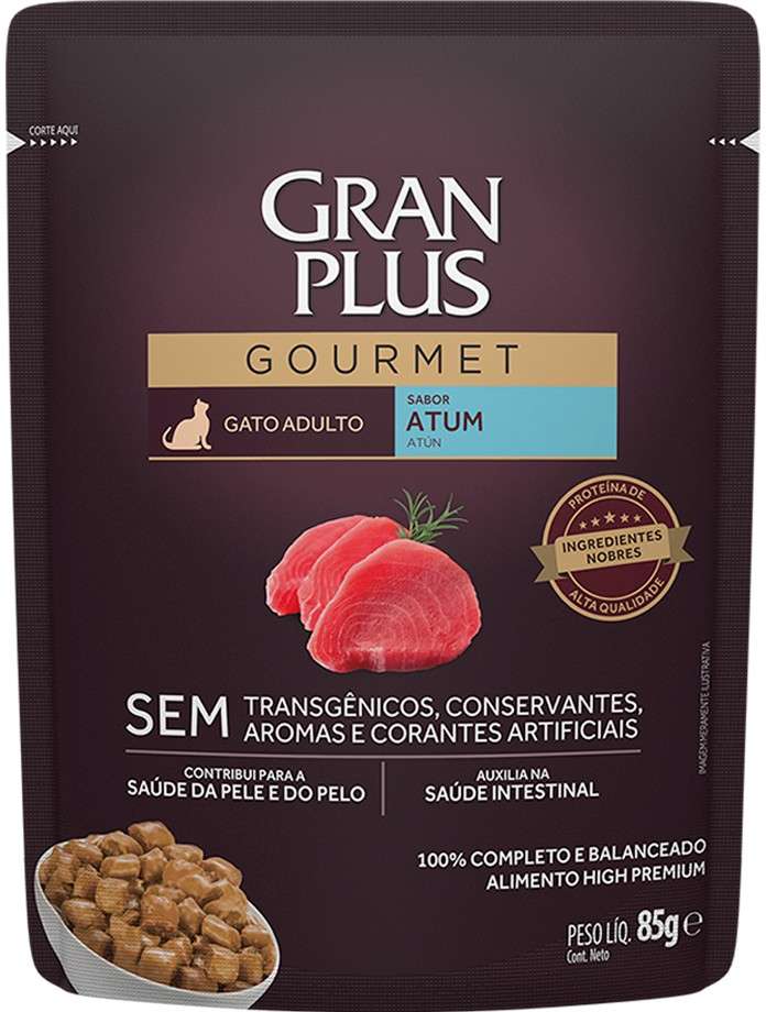 Ração Úmida GranPlus Sachê Atum para Gatos Adultos - 85 g