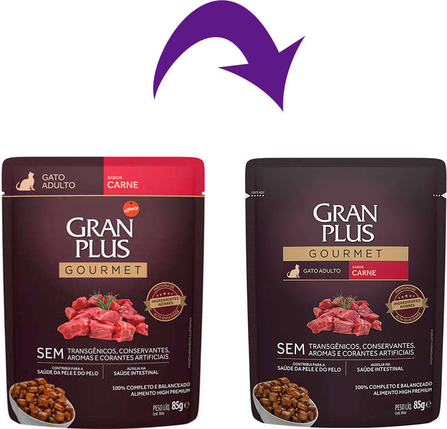Ração Úmida GranPlus Sachê Gourmet Carne para Gatos Adultos - 85 g