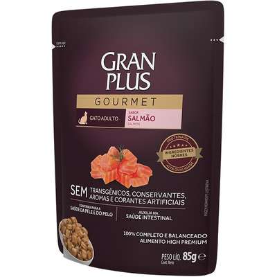Ração Úmida GranPlus Sachê Gourmet Salmão para Gatos Adultos