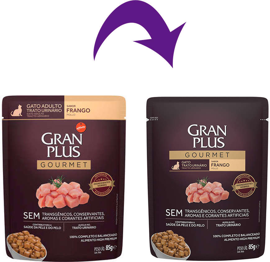 Ração Úmida GranPlus Sachê Gourmet Trato Urinário Frango para Gatos Adultos - 85 g