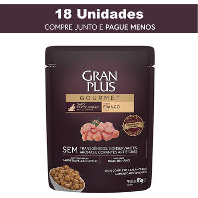 Ração Úmida GranPlus Sachê Gourmet Trato Urinário Frango para Gatos Adultos