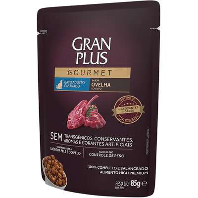 Ração Úmida GranPlus Gourmet Sachê Ovelha para Gatos Castrados