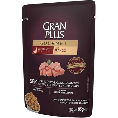 Ração Úmida GranPlus Sachê Gourmet Frango para Gatos Filhotes