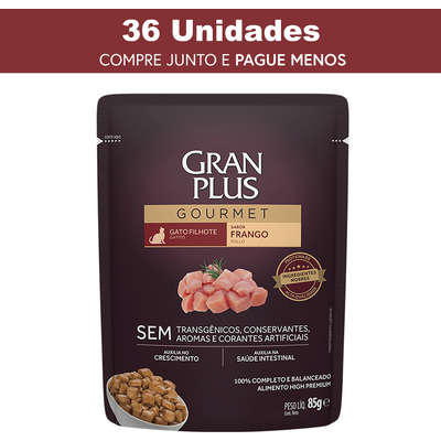 Ração Úmida GranPlus Sachê Gourmet Frango para Gatos Filhotes