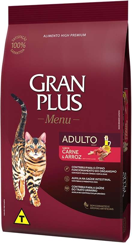 Ração GranPlus Carne e Arroz para Gatos Adultos - 10,1Kg