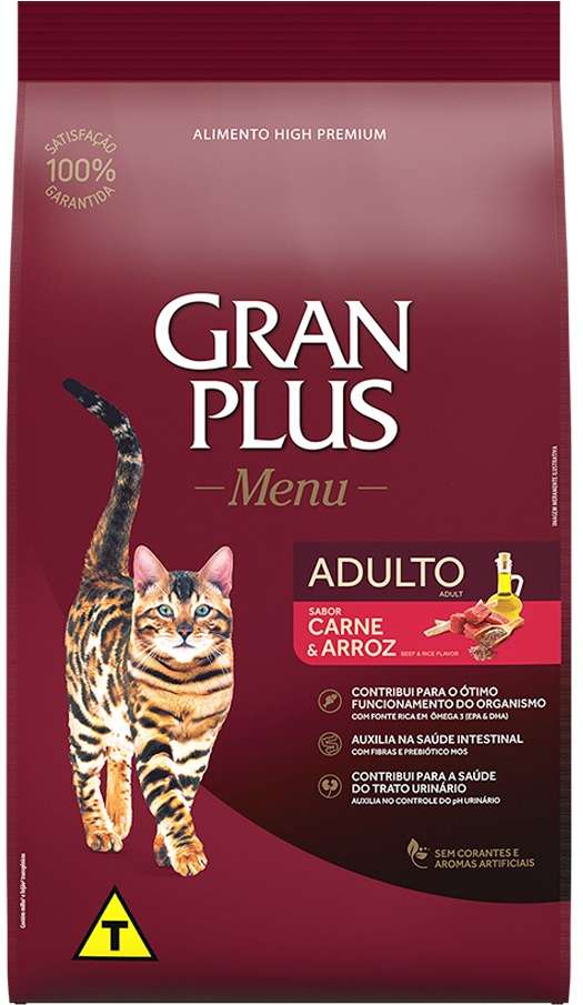 Ração GranPlus Carne e Arroz para Gatos Adultos - 10,1Kg