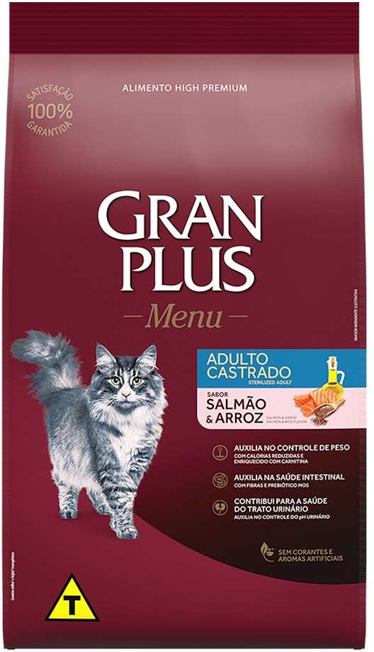 Ração GranPlus Salmão e Arroz para Gatos Castrados - 10,1Kg