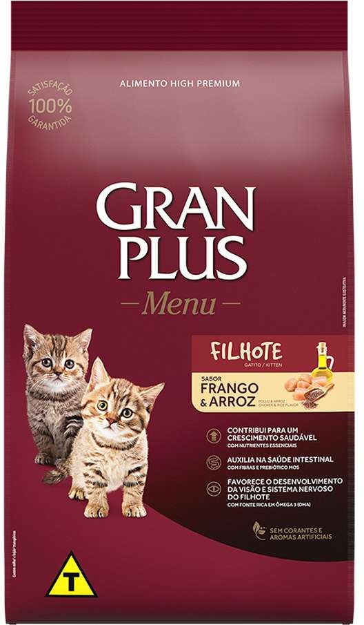 Ração GranPlus Menu Frango e Arroz para Gatos Filhotes - 10,1Kg